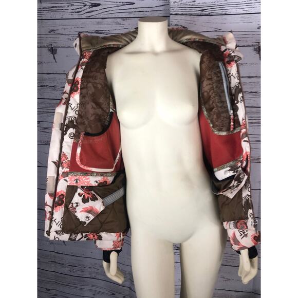 Liquid Boardwear ski jacket in cream & floral with removable hood size XS - Picture 11 of 16